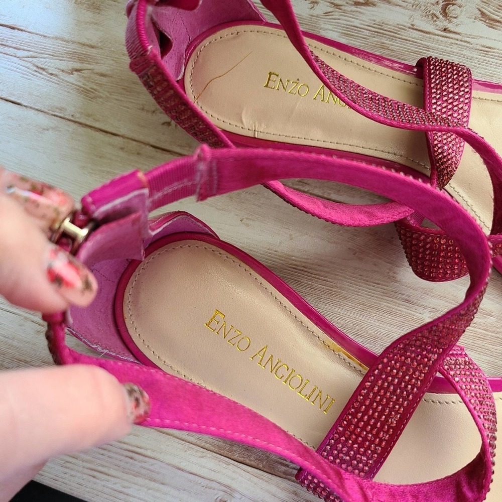 NWOT |  ENZO ANGIOLINI | PINK SATIN SANDALS - Picture 7 of 11